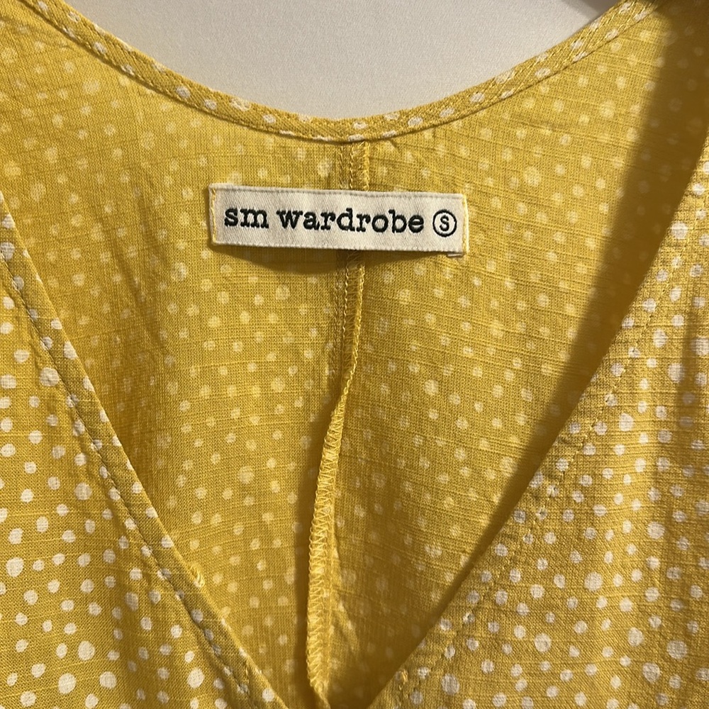 Yellow Patterned Button-Front Mini Dress - image 3